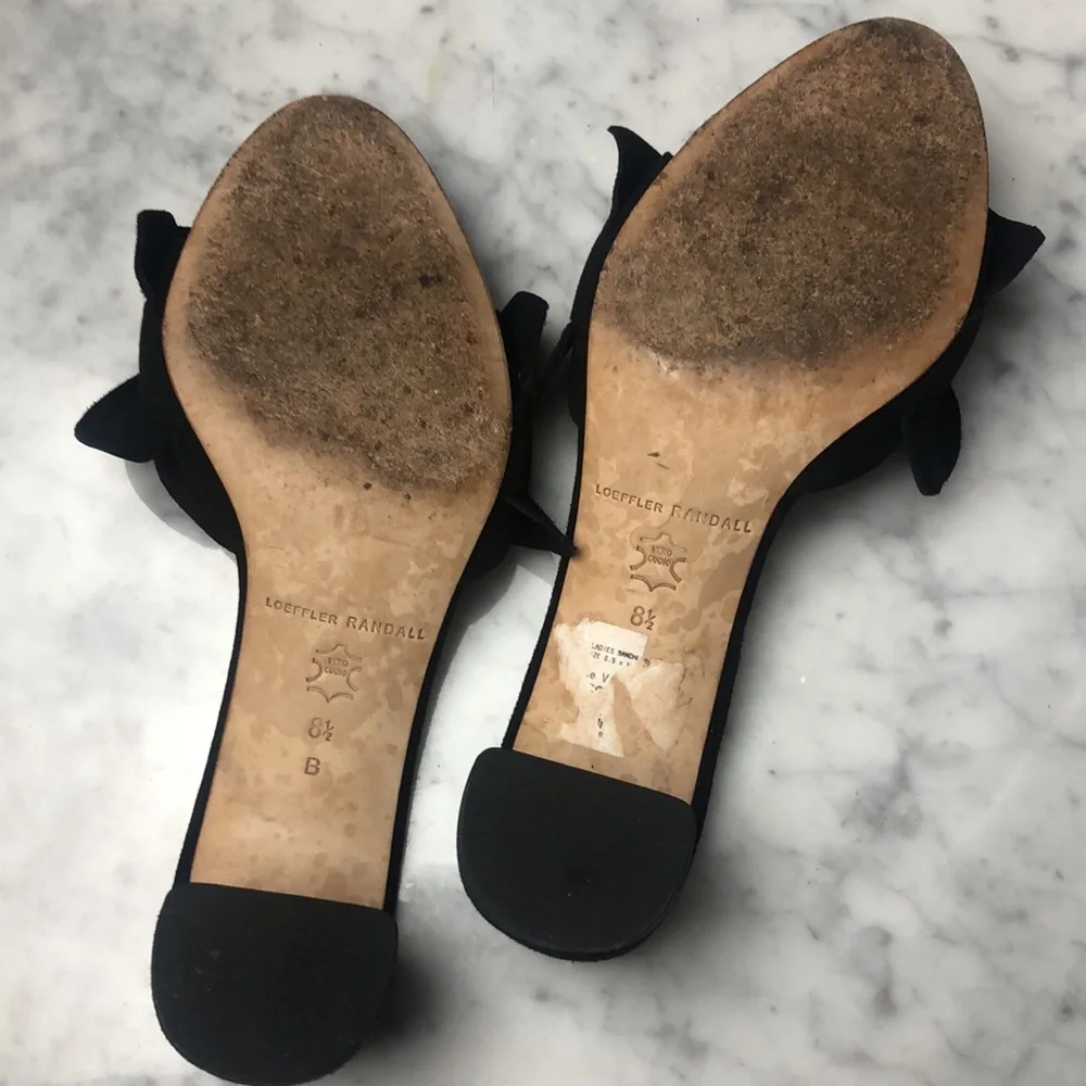 Loeffler Randall Black suede Ruffle Slide Sandals Size 8.5 - Picture 4 of 8